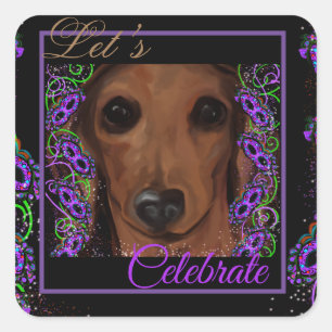 Red Dachshund Square Sticker