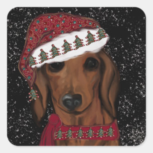 Red Dachshund Square Sticker