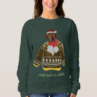 Red Dachshund Weiner Ugly Christmas Dog Mum Sweatshirt
