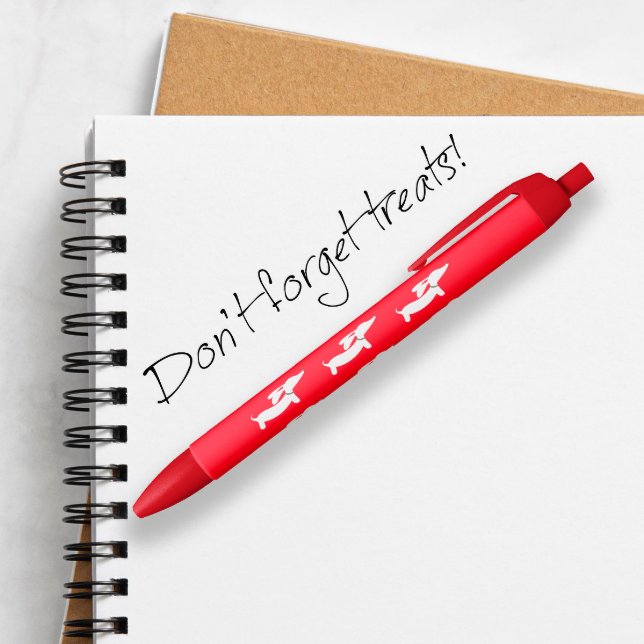 Red Dachshund Wiener Dog Ink Pen (Dachshund in pen for doxie moms and wiener dog dads)