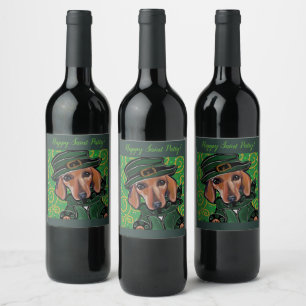 RED DACHSHUND WINE LABEL