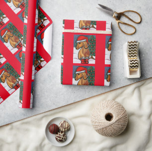 Red Dachshund Wrapping Paper