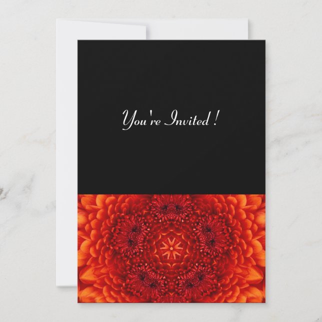 RED DAHLIA,  bright  black Invitation (Front)