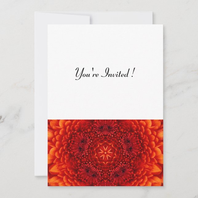 RED DAHLIA,  bright  black white Invitation (Front)