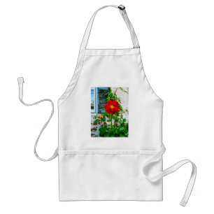 Red Dahlia By Window Standard Apron