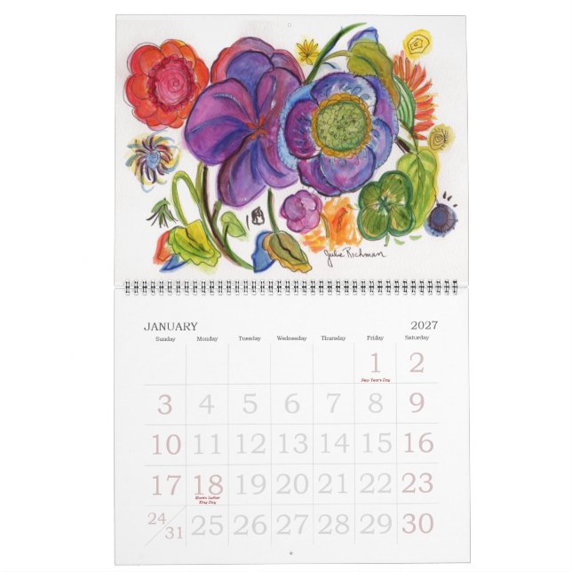 Red Dahlia Calendar (Jan 2027)
