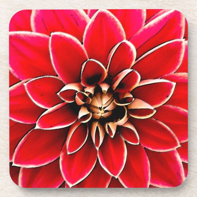 Red Dahlia, digital art Coaster (Front)