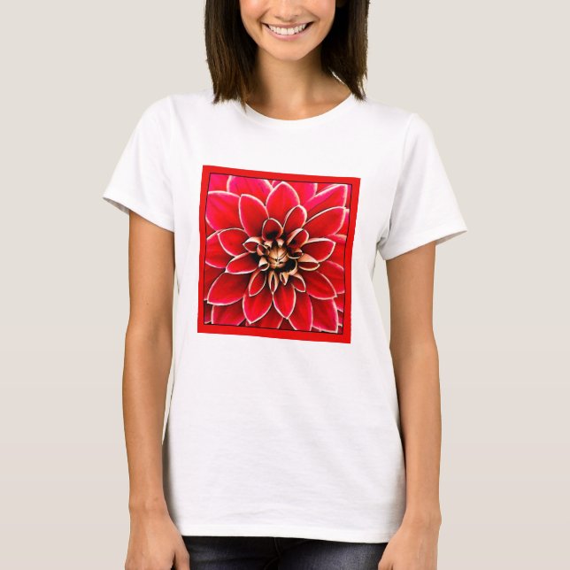 Red Dahlia, digital art T-Shirt (Front)