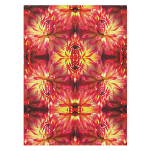 Red Dahlia Flower Abstract Nature Pattern    Tablecloth