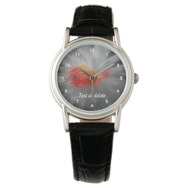 Red Dahlia Flower In Black And White Personalised Watch (Front)