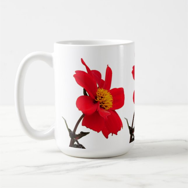Red Dahlia Flower Mug (Left)