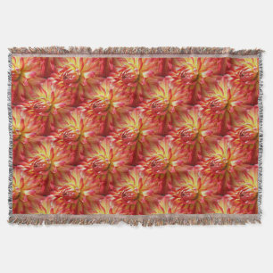 Red Dahlia Flower Nature Art Pattern Throw Blanket
