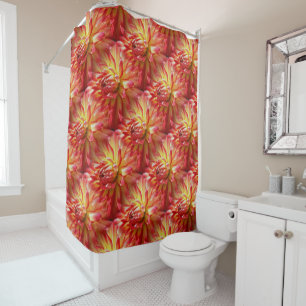 Red Dahlia Flower Nature Pattern  Shower Curtain