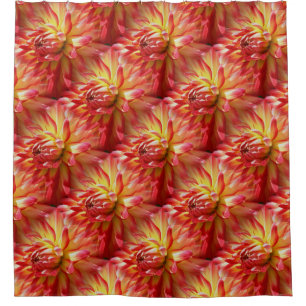 Red Dahlia Flower Nature Pattern  Shower Curtain