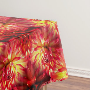 Red Dahlia Flower Nature Pattern     Tablecloth