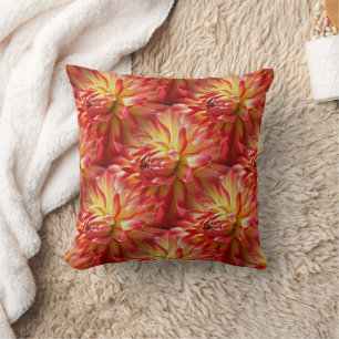 Red Dahlia Flower Pattern Nature Cushion