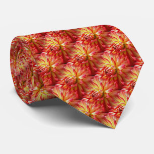 Red Dahlia Flower Pattern Nature Tie