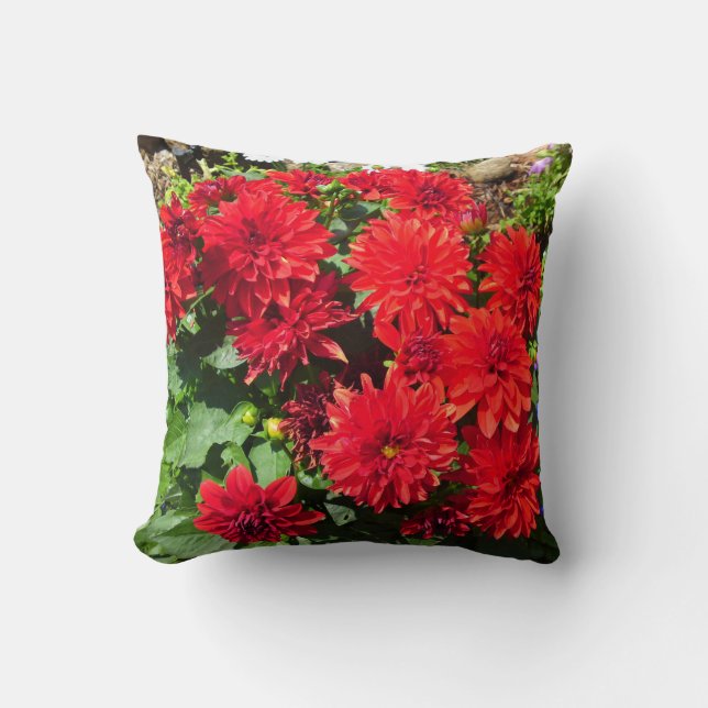 Red Dahlia Flower Pillow (Front)