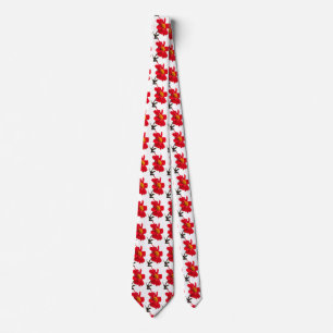 Red Dahlia Flower Tie