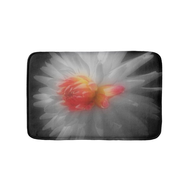 Red Dahlia Flower With A Touch Of Colour Bath Mat (Front)