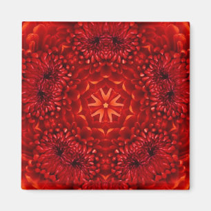 RED DAHLIA FLOWERS Abstract Floral Magnet