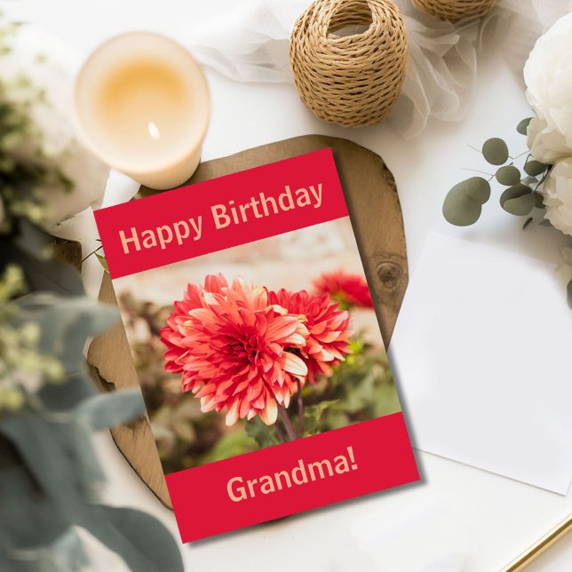 Red Dahlia Happy Birthday  Card (Creator Uploaded)