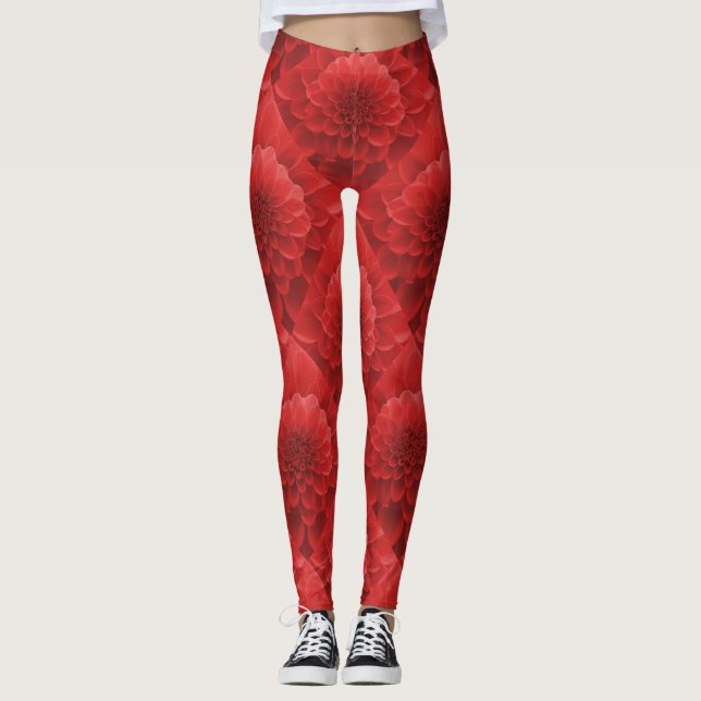 Red Dahlia Leggings (Front)