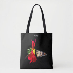 Red Dahlia Monarch All-Over_Print Tote