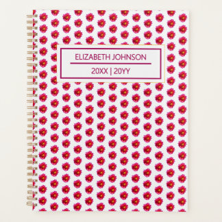 Red Dahlia Pattern Daily Personalised Planner