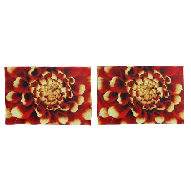Red Dahlia Pillow Cases (Front-Set)