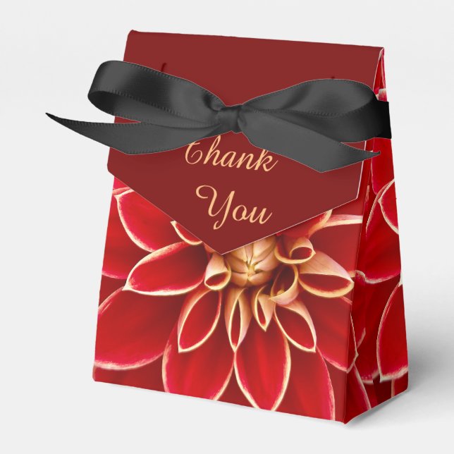 Red Dahlia Thank You Favour Box (Front Side)