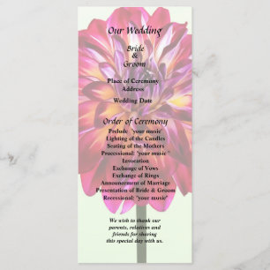 Red Dahlia Tinted With Yellow Wedding Program Programme