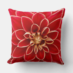 Red Dahlia with Yellow Tips Cushion