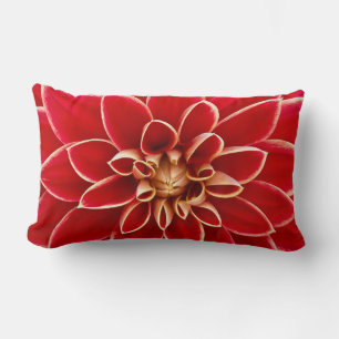 Red Dahlia with Yellow Tips Lumbar Cushion