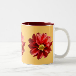 Red Dahlias Two-Tone Coffee Mug
