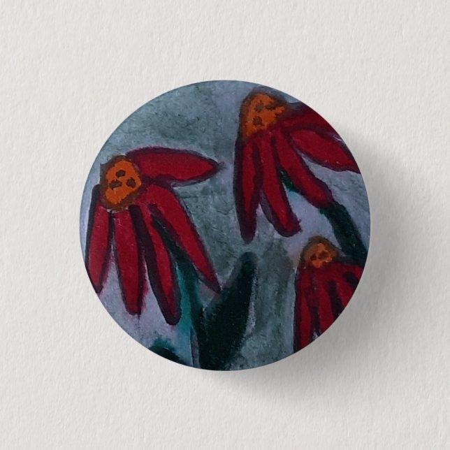 Red Daisies  3 Cm Round Badge (Front)