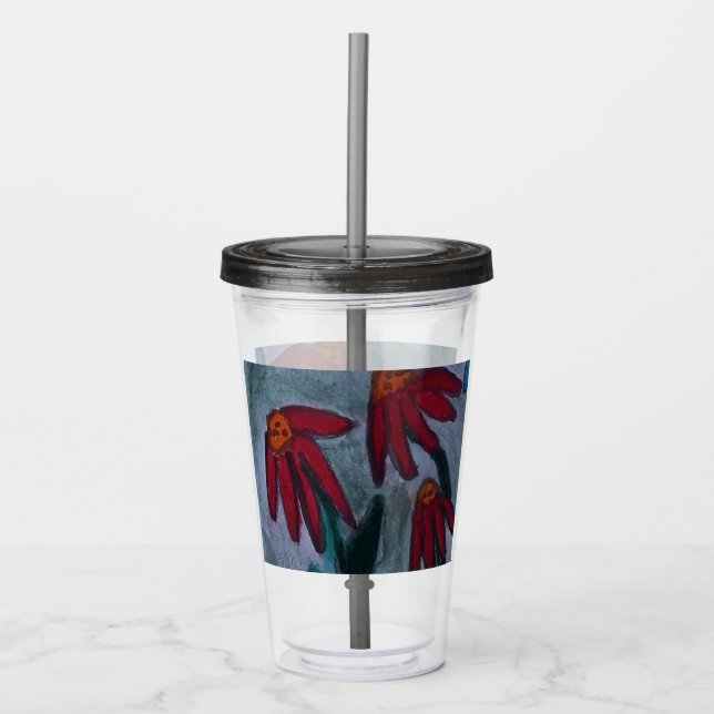 Red Daisies Acrylic Tumbler (Front)