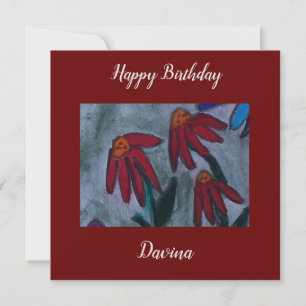 Red Daisies Flat Birthday Card