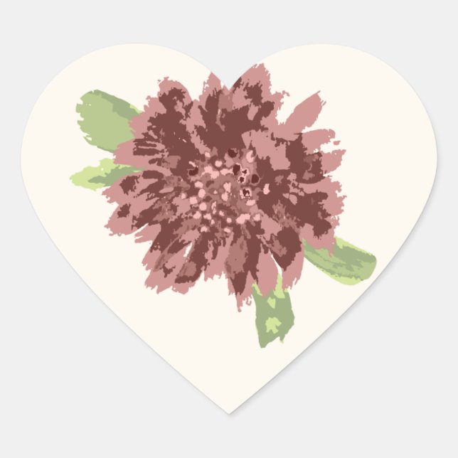 Red Daisies Frame.    Heart Sticker (Front)