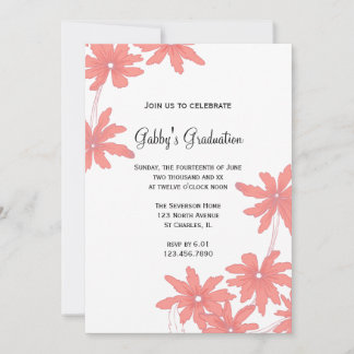 Red Daisies Graduation Party Invitation