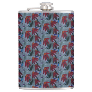 Red Daisies Hip Flask
