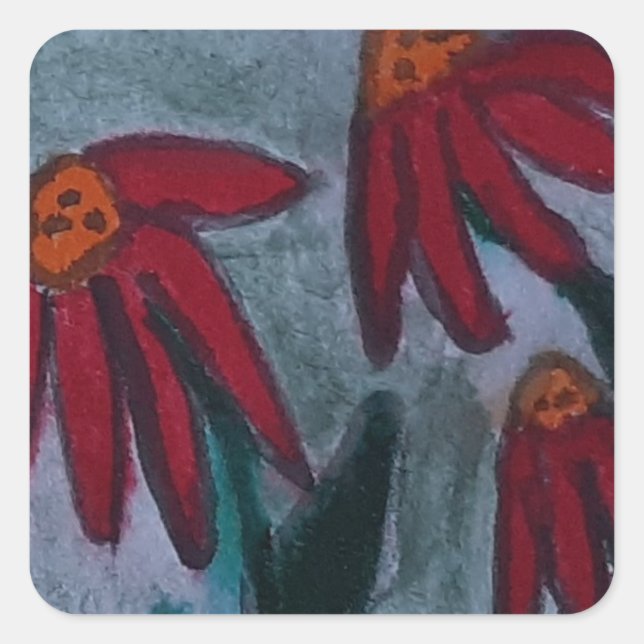 Red Daisies  Square Sticker (Front)
