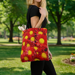 Red Daisies Tote Bag
