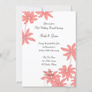 Red Daisies White Post Wedding Brunch Invitation