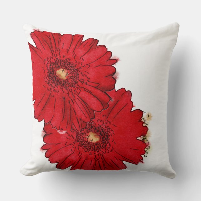 Red Daisy accent cushion (Front)