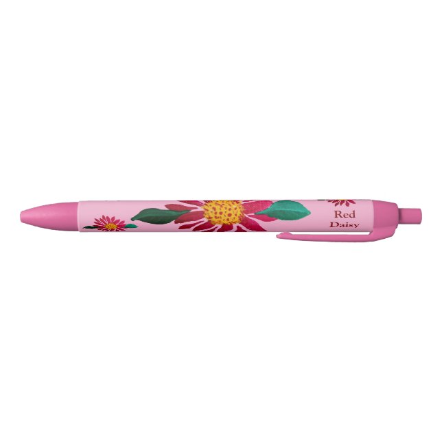 Red Daisy  Black Ink Pen (Bottom)