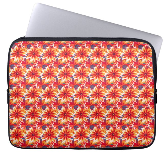 Red Daisy BOHO Modern Tile Laptop Sleeve (Front)