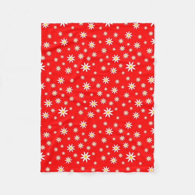 Red Daisy Fleece Blanket (Front)