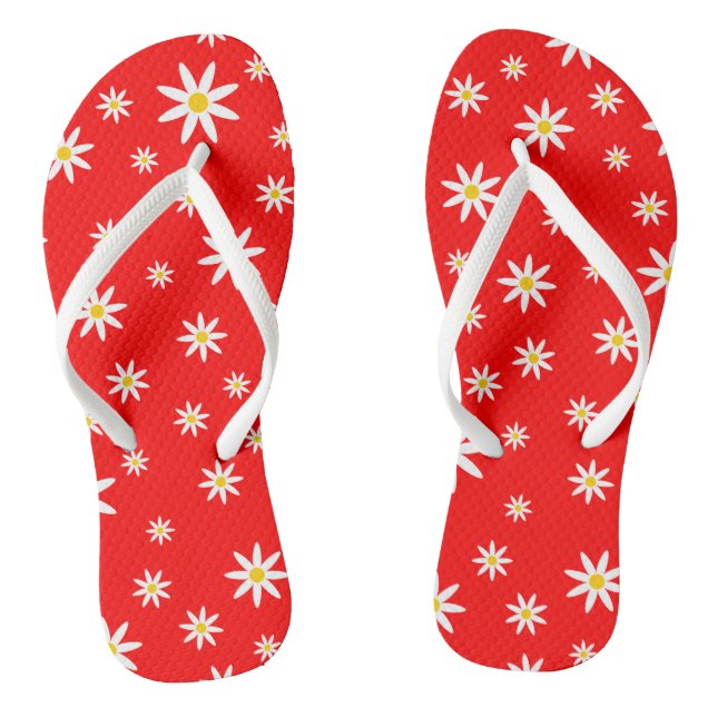 Red Daisy Flip Flops (Footbed)