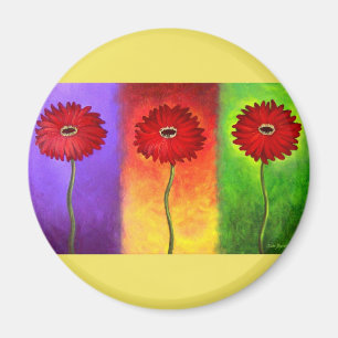 Red Daisy Flower Painting - Multi Magnet
